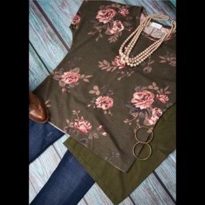 Army Green, Brown, Pink Oversized Top